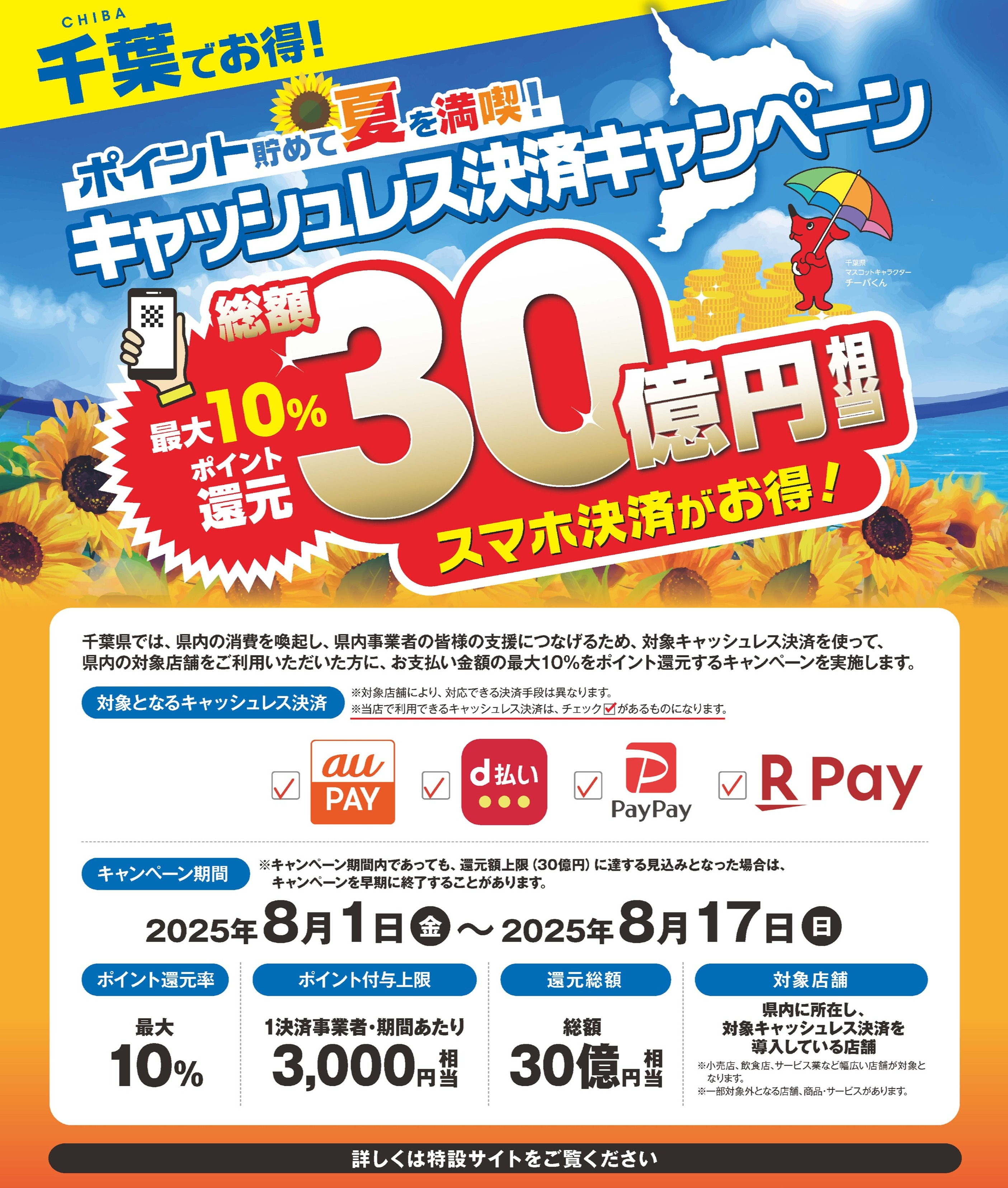 ポイント貯めて夏を満喫！ キャッシュレス決済キャンペーン